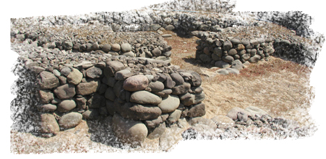 Restos de algunas casas de piedra en Gldar, Gran Canaria